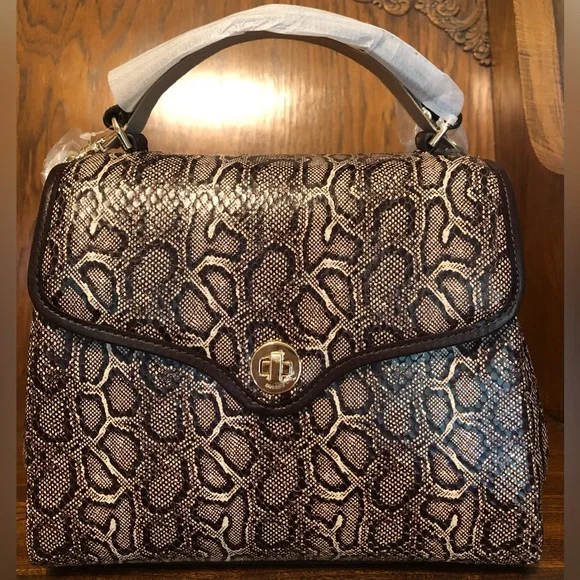 NWT-Brahmin-Rene-Expresso Caswell Satchel-Non Melbourne Croc-Mini Python-$395 - Picture 2 of 16